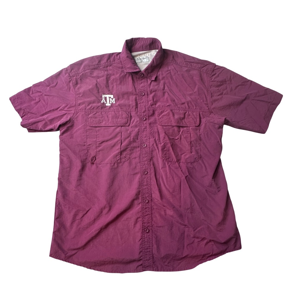 Texas A&M Aggies Chiliwear Fishing Shirt Mens Medium Maroon Short Sleeve Nylon